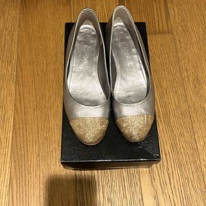 CHANEL silver ballerina flats 36.5
